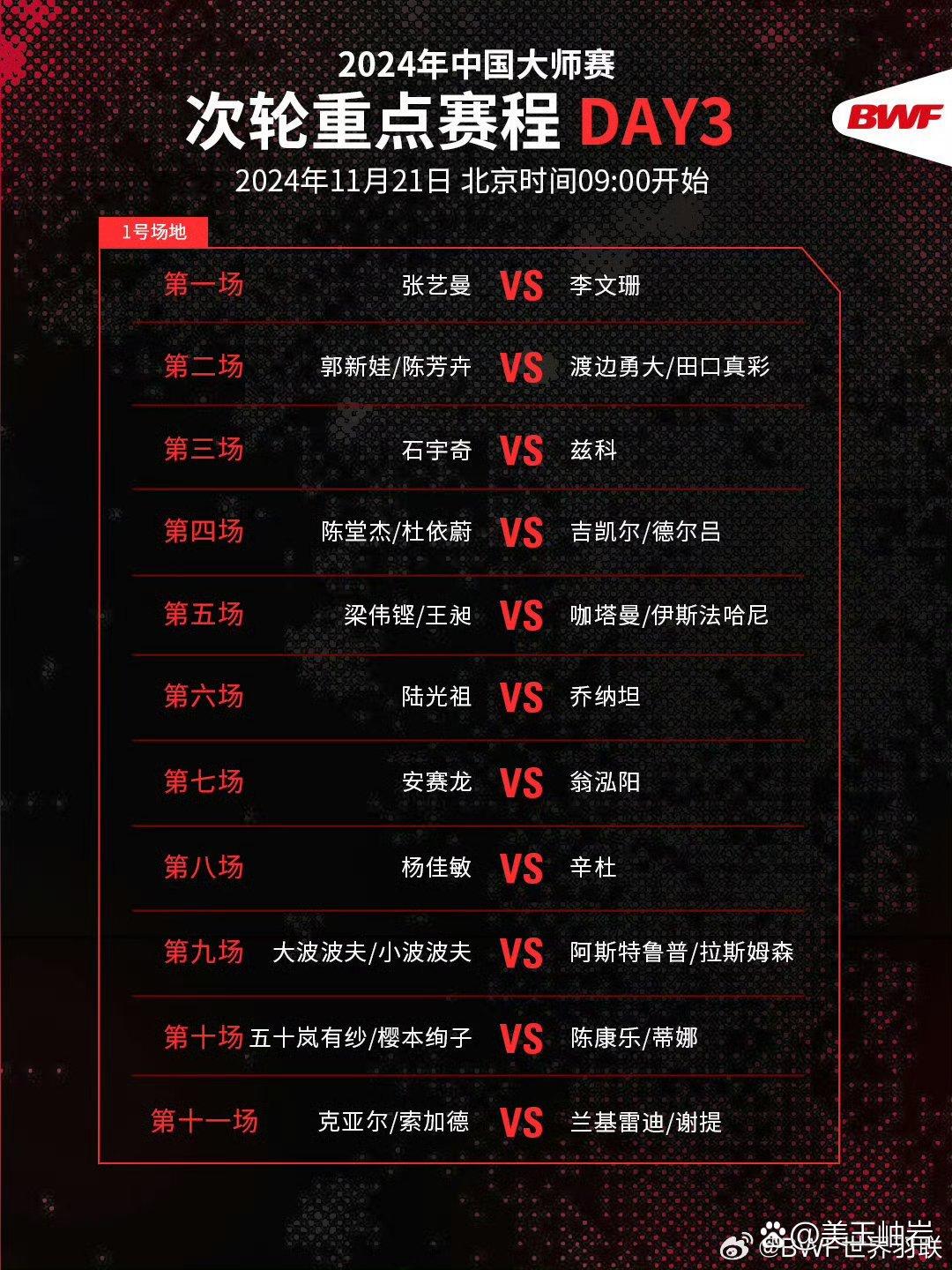上海大师赛2023赛程表图片上海大师赛2023赛程表及精彩赛事前瞻