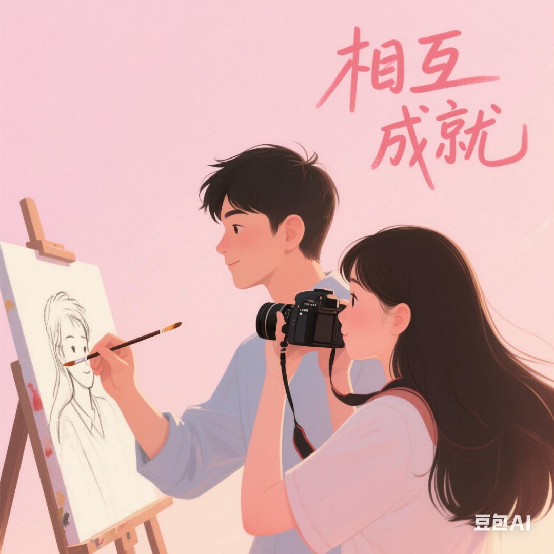 两个人一前一后的动了起来携手前行，两个人一前一后的动了起来