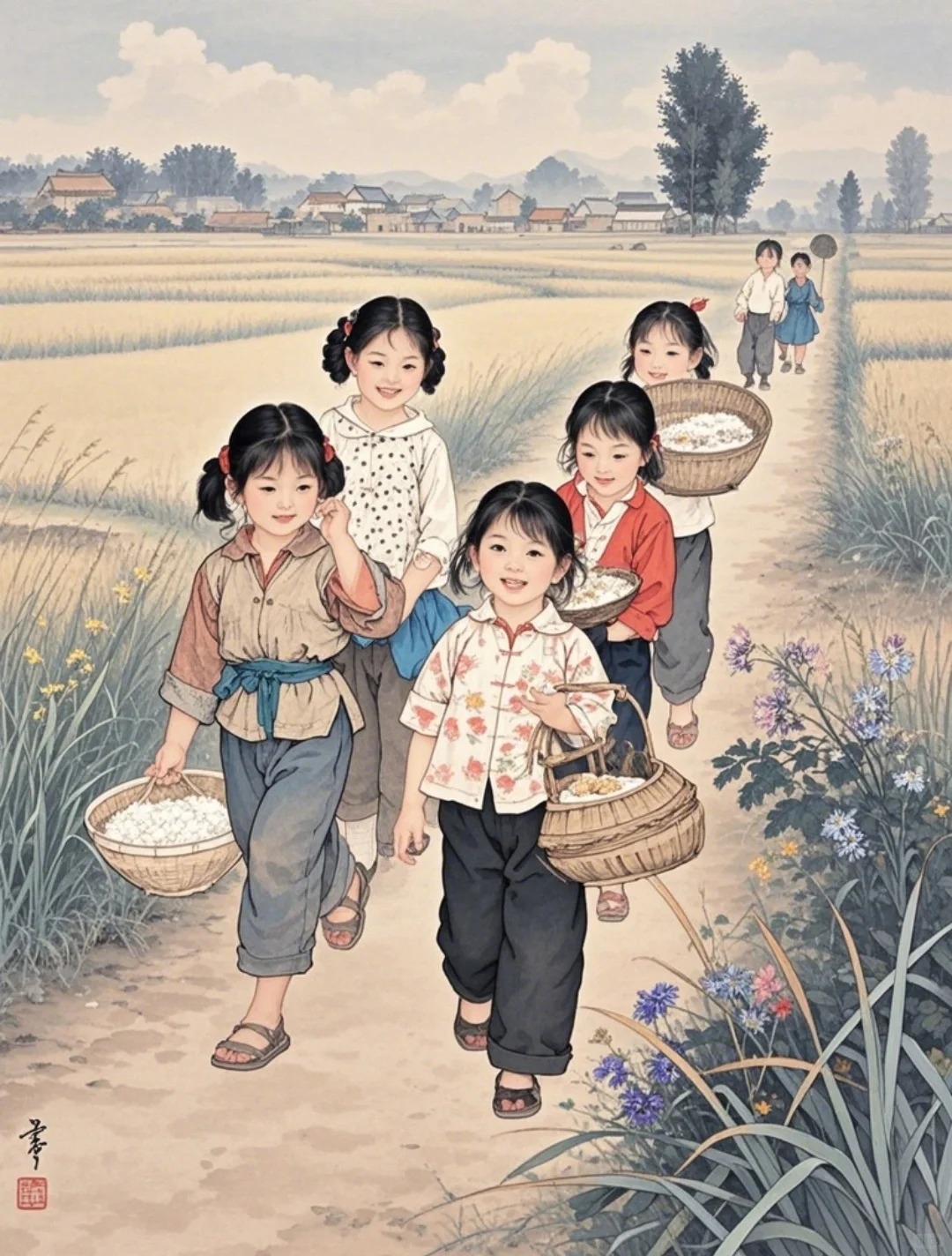 儿子耕种母亲的田地——传统农耕文化的传承与亲情交织