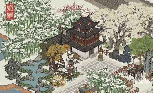 江南百景图油树林布局江南百景图中的油树林，一幅自然与人文的和谐画卷